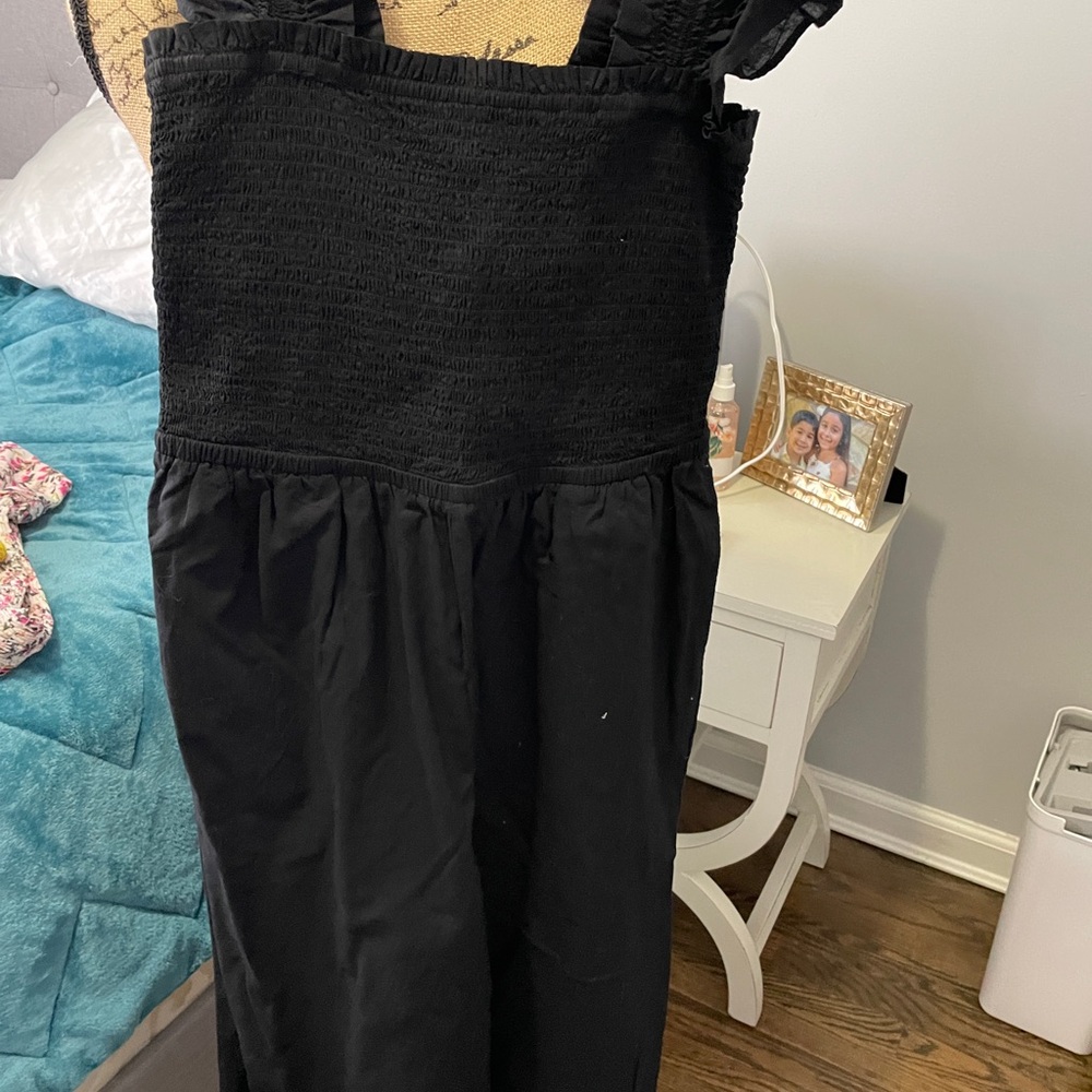 LOFT Black Sleeveless Jumpsuit with Relaxed Fit